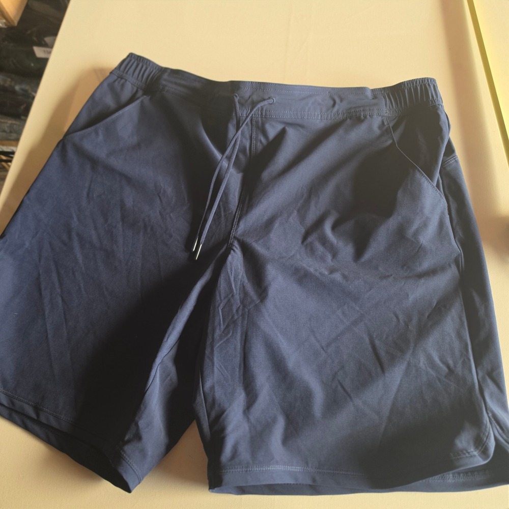 Lands End Mens Navy Blue Active Stretch Drawstring Shorts RN 62830 Size 16